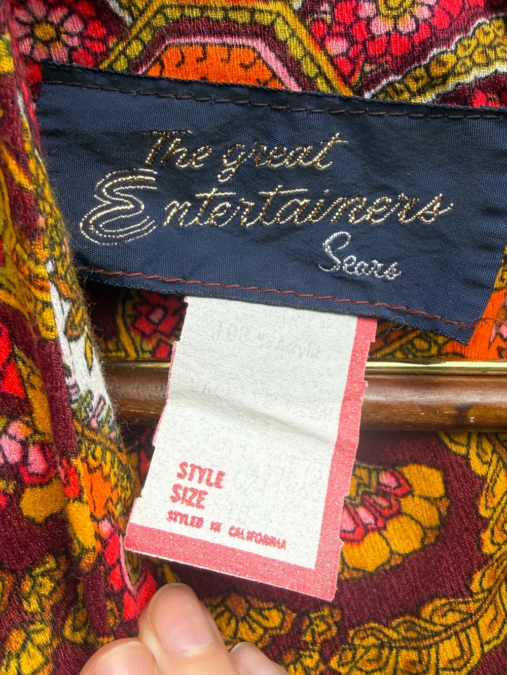 Vintage 70s Paisley Orange Batwing Sleeve Empire Waist Maxi Dress S/M - Picture 4 of 7